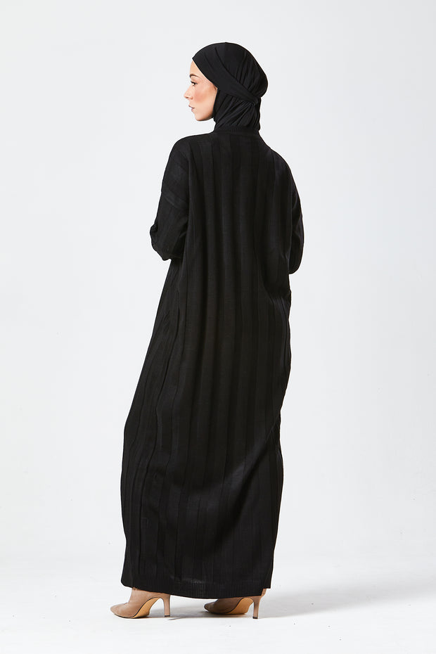 Black Ribbed Maxi Knit Dress