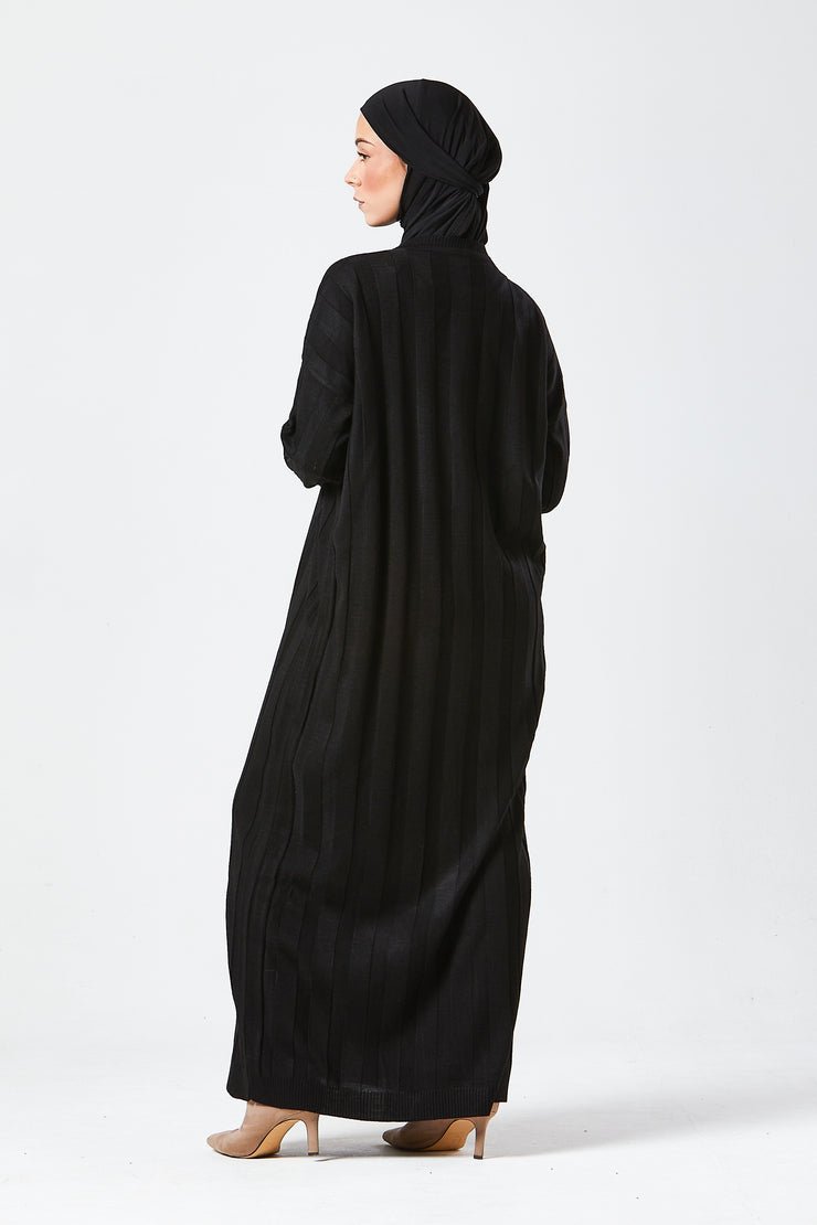 Black Ribbed Maxi Knit Dress