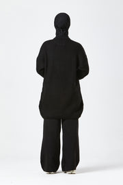 Black Textured Knit Co-ord Set