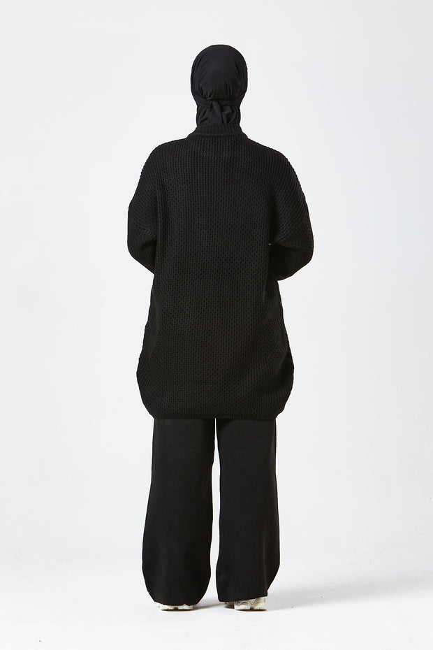 Black Textured Knit Co-ord Set