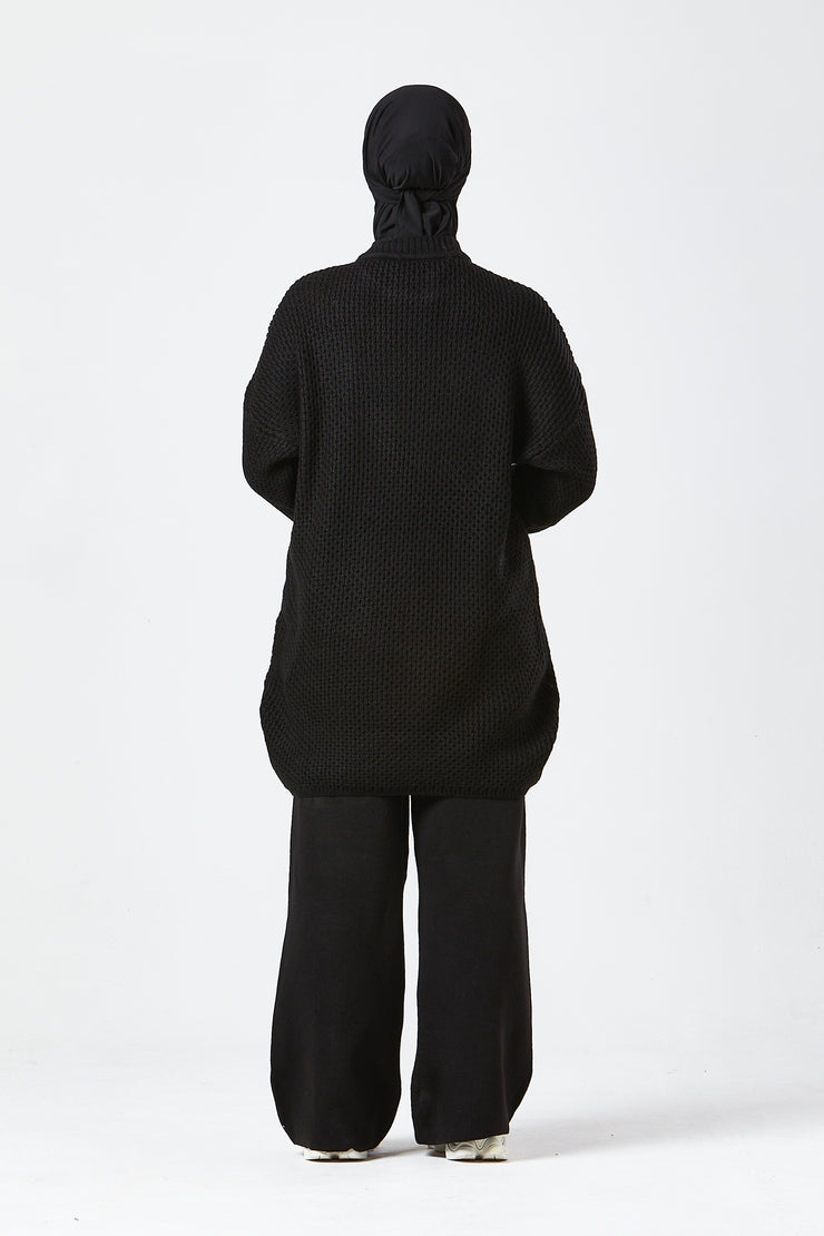 Black Textured Knit Co-ord Set