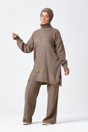 Mocha Ribbed Knit Co-ord Set