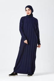 Navy Ribbed Maxi Knit Dress