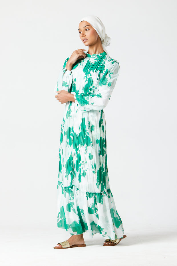 Green Pleated Maxi