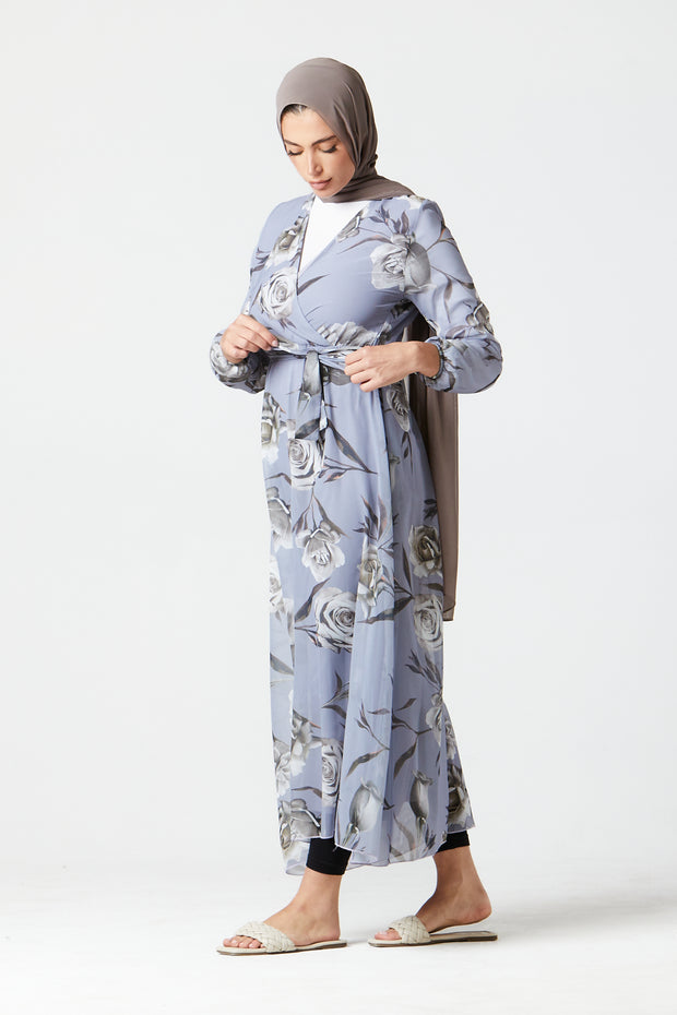 Grey Floral Dress
