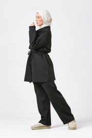 Black Modest Buttoned Co-Ord Set