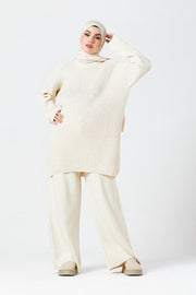 Cream Textured Knit Co-ord Set