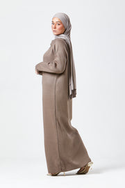Mocha Maxi Knit Dress with Side Buttons