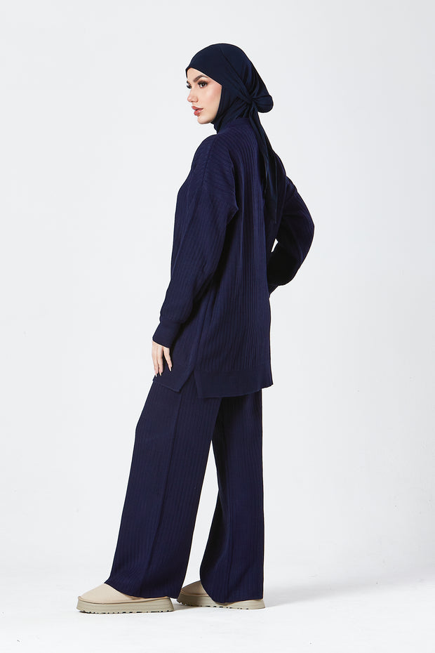 Navy Ribbed Knit Co-ord Set