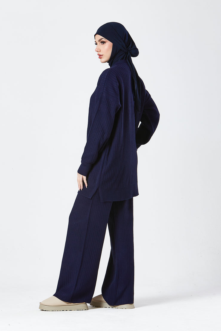 Navy Ribbed Knit Co-ord Set