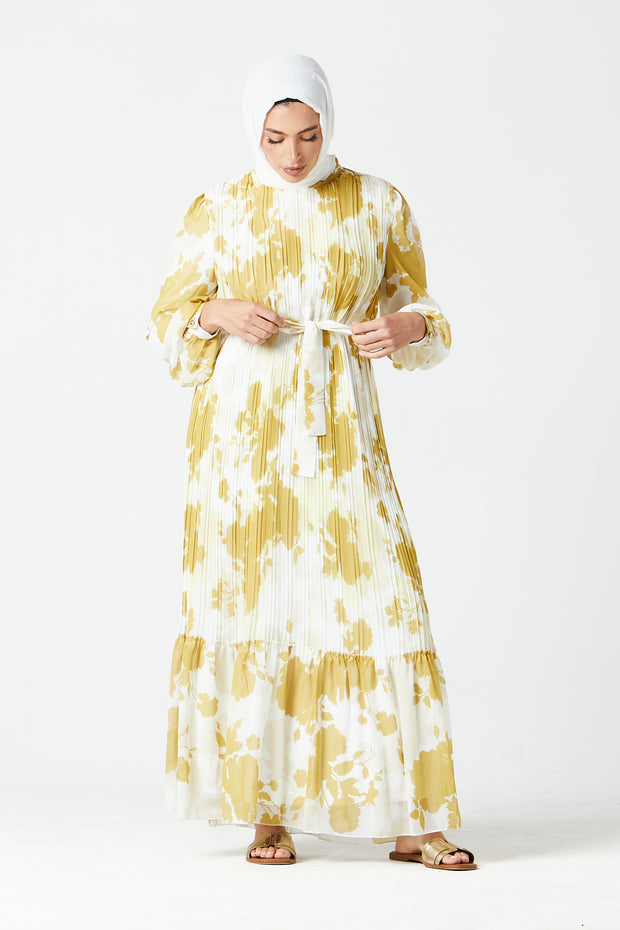 Yellow Pleated Maxi