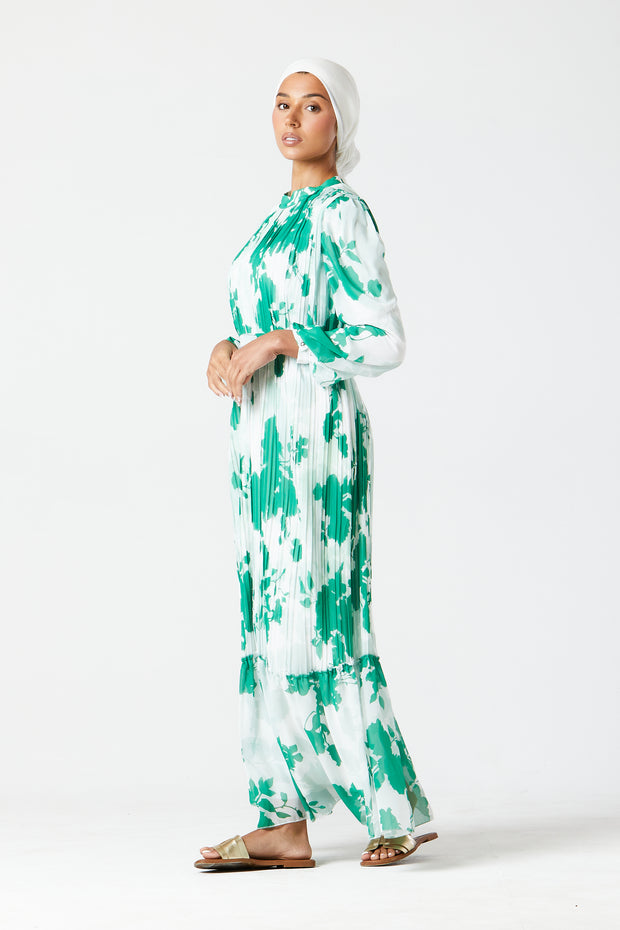 Green Pleated Maxi