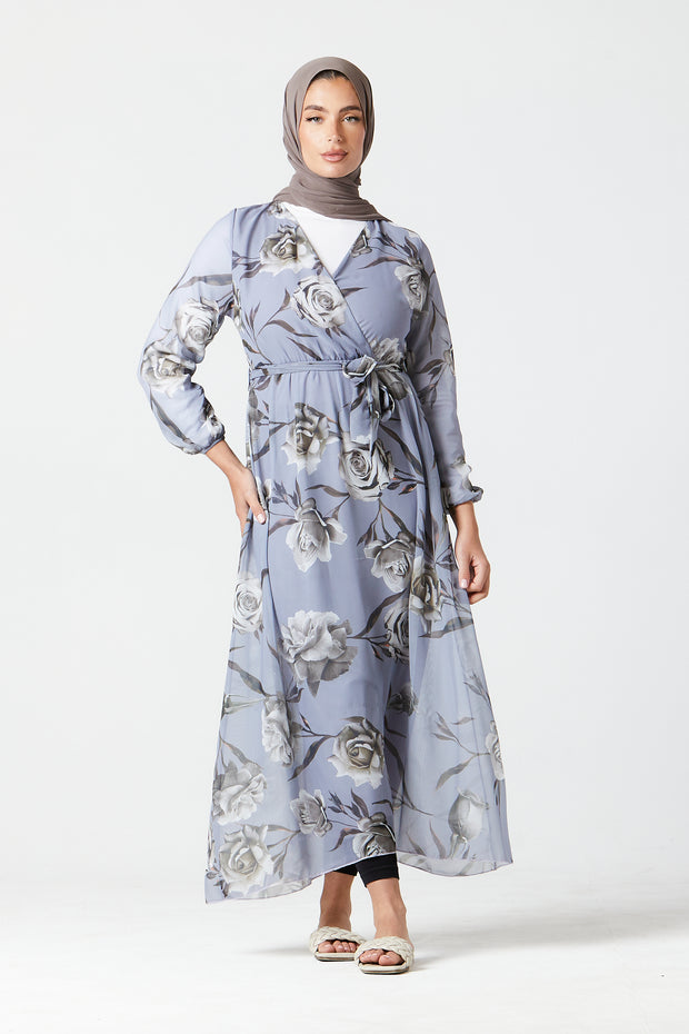 Grey Floral Dress