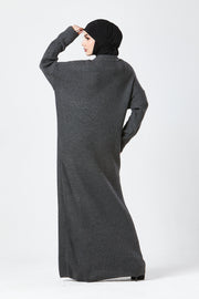 Grey Textured Knit Maxi Dress