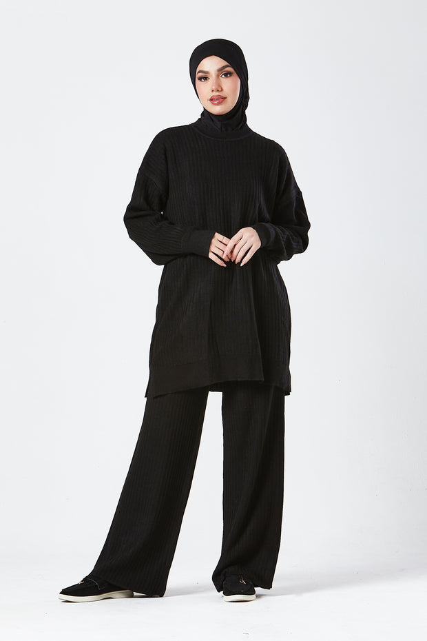 Black Ribbed Knit Co-ord Set
