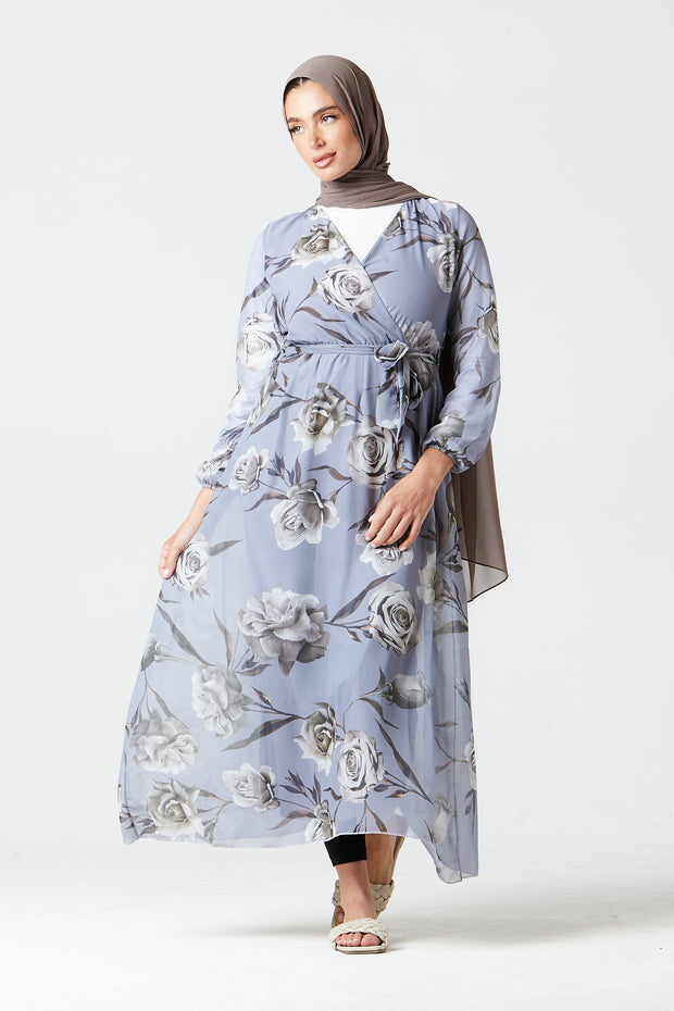 Grey Floral Dress