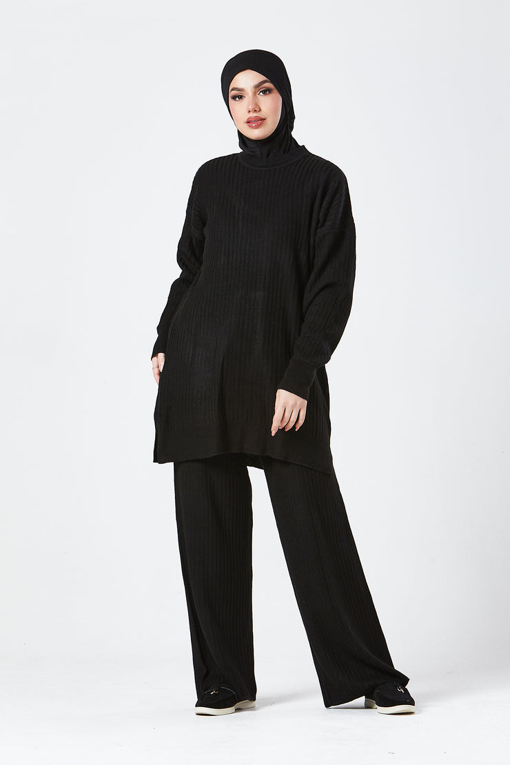 Black Ribbed Knit Co-ord Set
