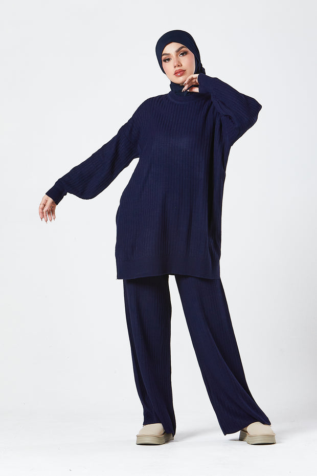 Navy Ribbed Knit Co-ord Set