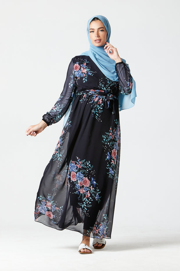 Navy Floral Dress