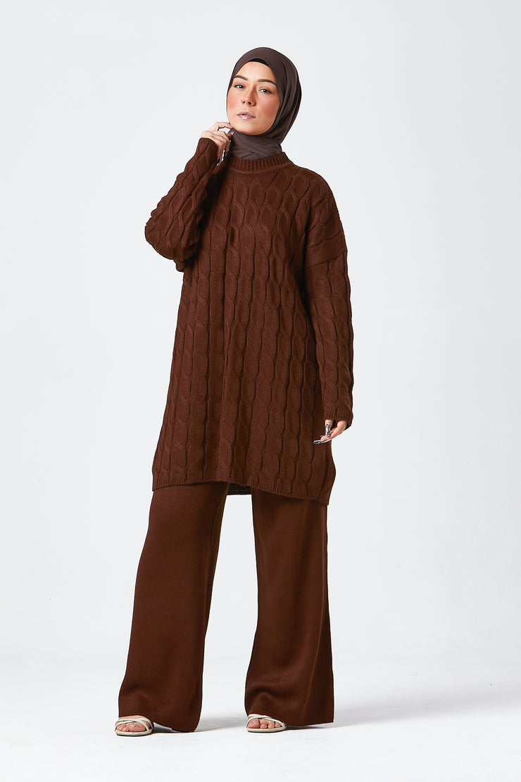 Brown Knit Co-ord Set