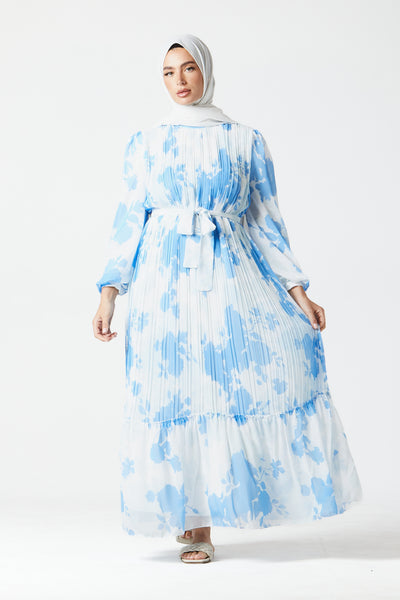 Blue Pleated Maxi