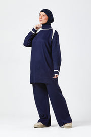 Navy Contrast Knit Co-Ord Set