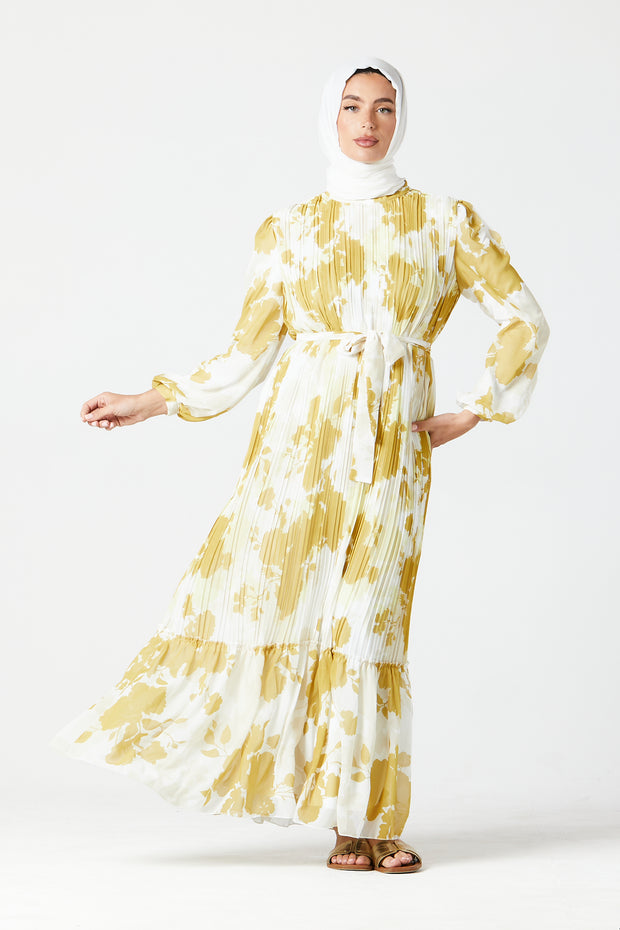 Yellow Pleated Maxi