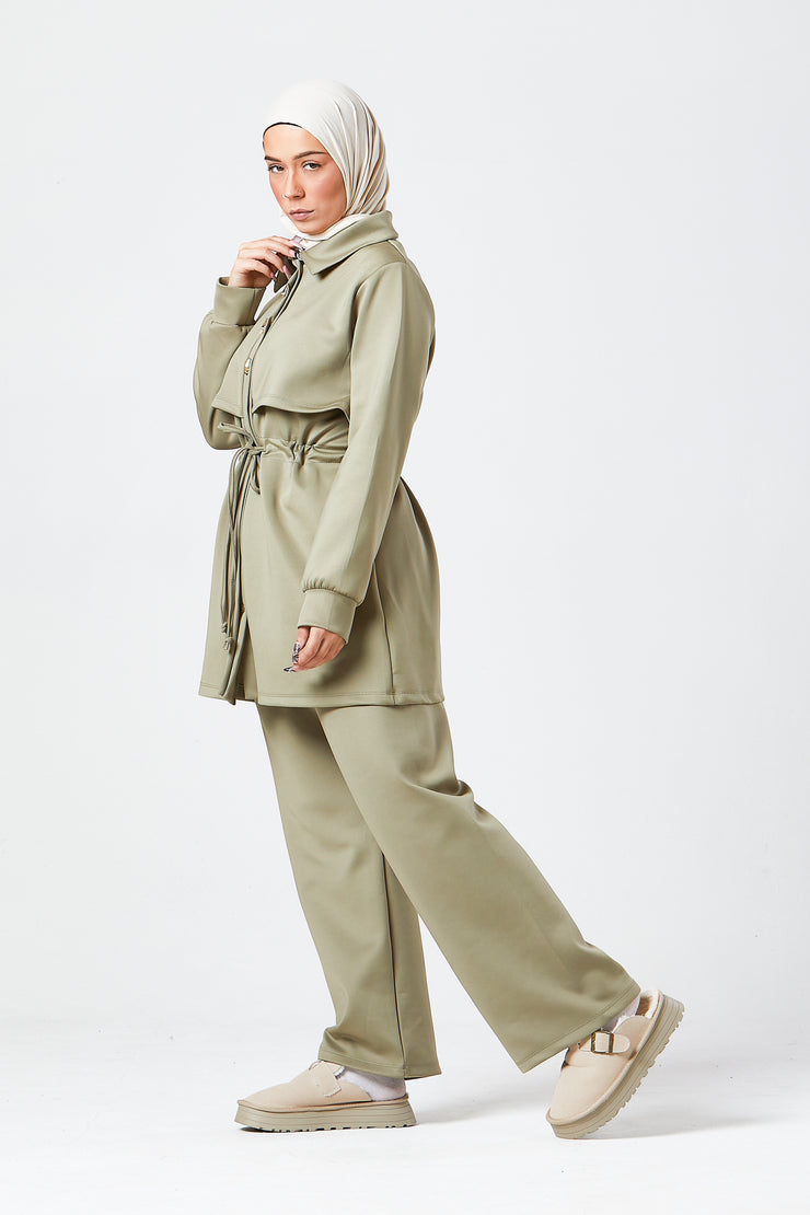 Sage Modest Buttoned Co-Ord Set
