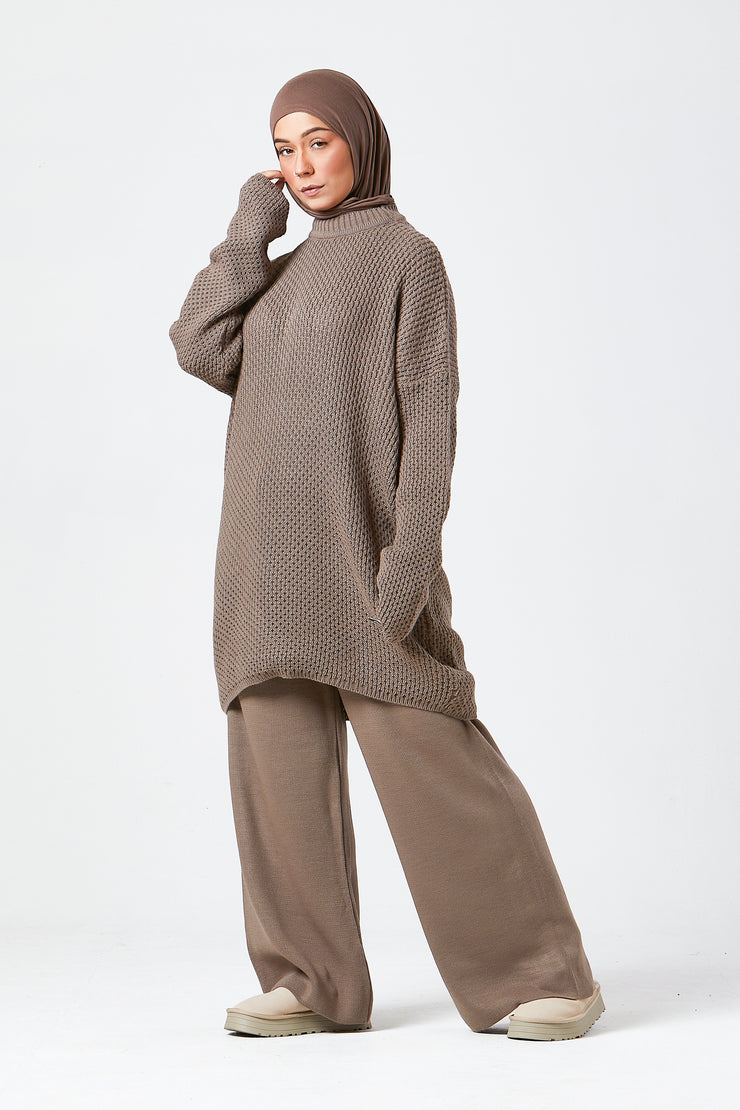 Mocha Textured Knit Co-ord Set