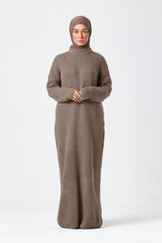 Mocha Textured Knit Maxi Dress