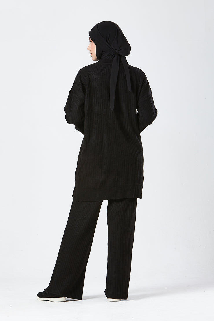 Black Ribbed Knit Co-ord Set