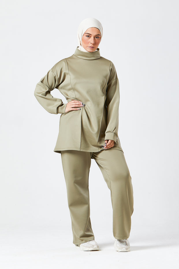 Sage Funnel Neck Modest Two Piece Set