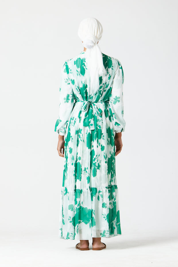 Green Pleated Maxi