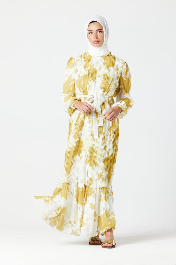 Yellow Pleated Maxi