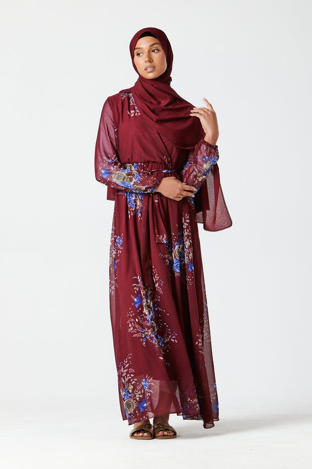 Burgundy Floral Dress