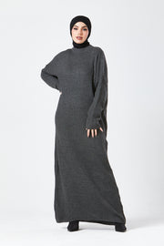 Grey Textured Knit Maxi Dress