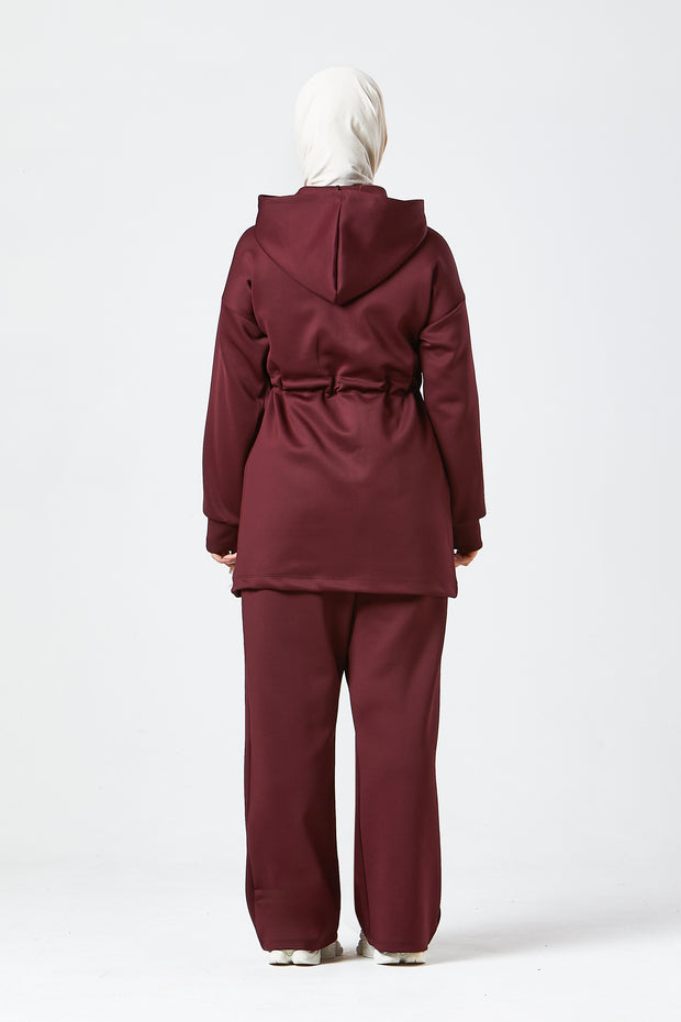 Burgundy Urban Modest Hoodie Set