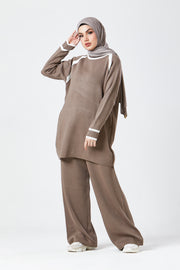Taupe Contrast Knit Co-Ord Set