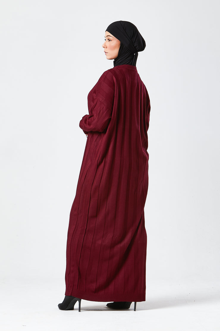 Burgundy Ribbed Maxi Knit Dress
