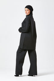 Black Funnel Neck Modest Two Piece Set