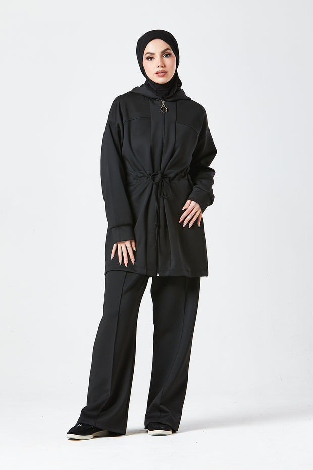 Black Urban Modest Hoodie Set