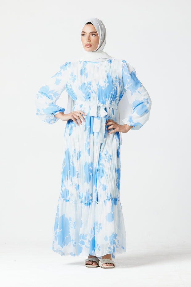 Blue Pleated Maxi