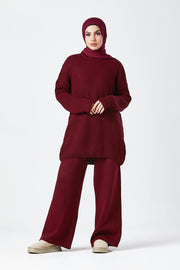 Burgundy Textured Knit Co-ord Set