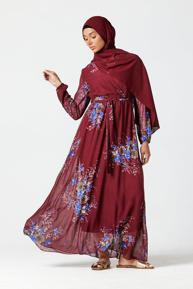 Burgundy Floral Dress