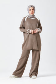 Taupe Contrast Knit Co-Ord Set