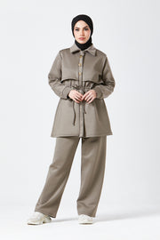 Mocha Modest Buttoned Co-Ord Set