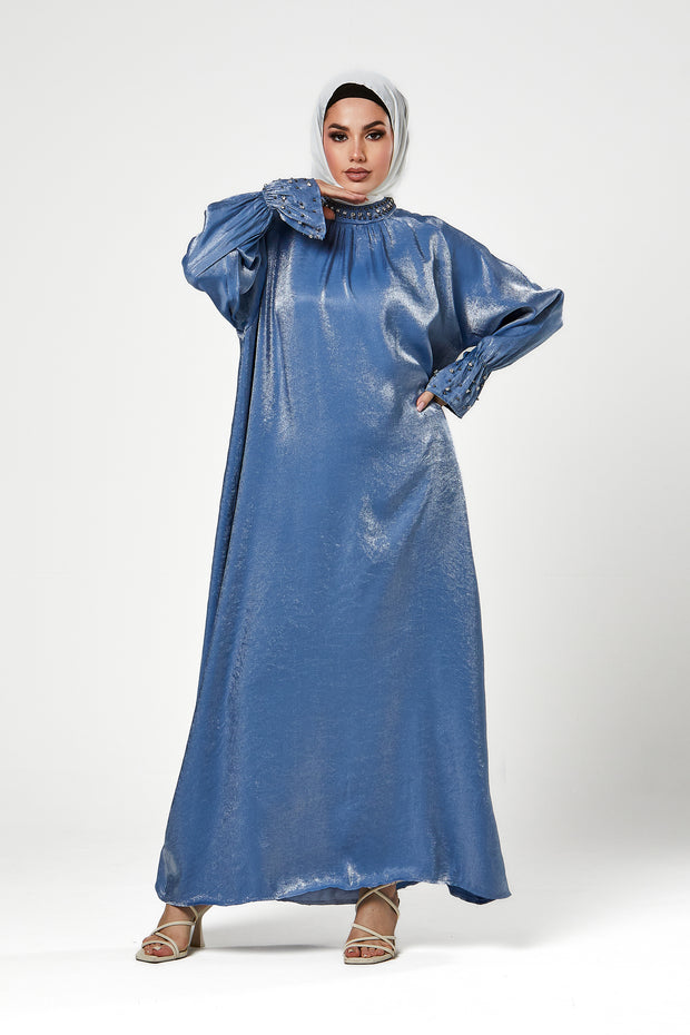 Embellished Bell Sleeve Shimmer Dress