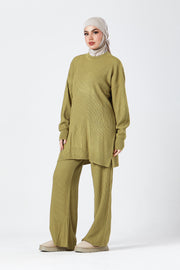 Olive Ribbed Knit Co-ord Set