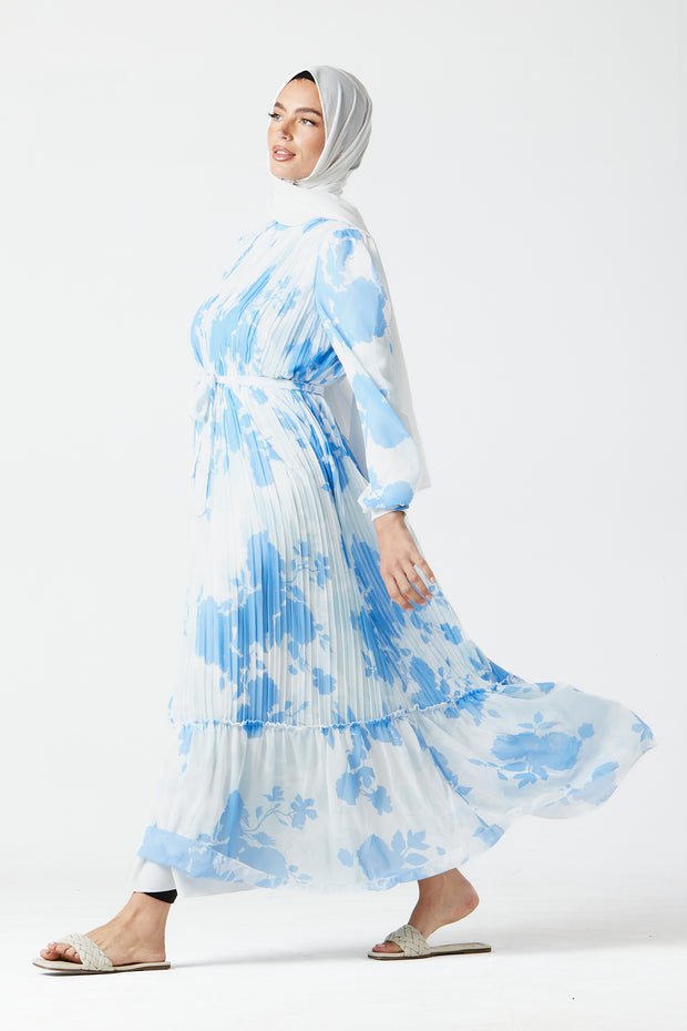 Blue Pleated Maxi