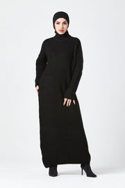 Black Textured Knit Maxi Dress